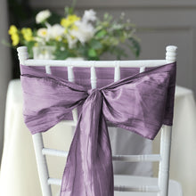 6 Inch x 106 Inch Accordion Crinkle Taffeta Chair Sashes in Violet Amethyst 5 Pack