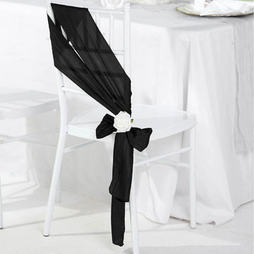 Enhance Your Event Décor with Black Accordion Crinkle Taffeta Chair Sashes