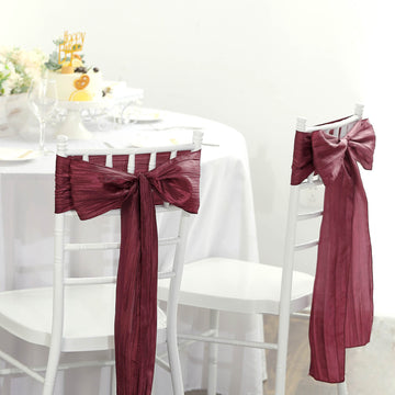 Create a Stunning Atmosphere with Burgundy Accordion Crinkle Taffeta Chair Sashes