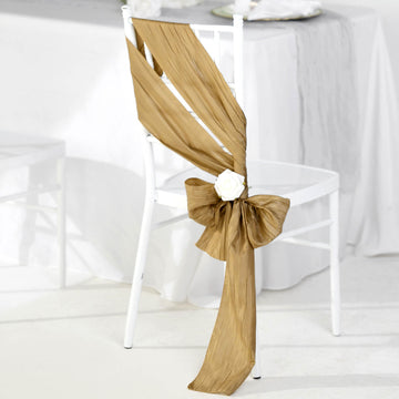 Add a Touch of Glamour with Gold Accordion Crinkle Taffeta Chair Sashes