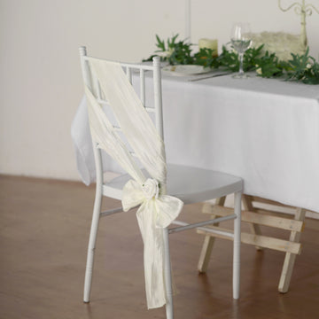 Elegant Ivory Accordion Crinkle Taffeta Chair Sashes