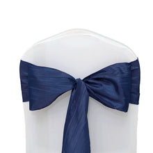 5 Pack Navy Blue Accordion Crinkle Taffeta Chair Sashes 6 Inch x 106 Inch