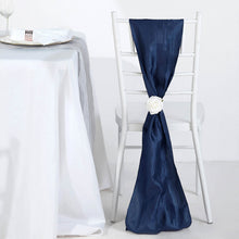 5 Pack Accordion Crinkle Taffeta Chair Sashes Navy Blue 6 Inch x 106 Inch 