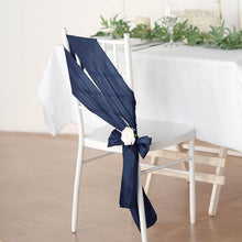 6 Inch x 106 Inch Navy Blue Accordion Crinkle Taffeta Chair Sashes 5 Pack