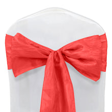 5 Pack | Red Accordion Crinkle Taffeta Chair Sashes - 6inch x 106inch#whtbkgd
