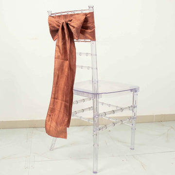 Terracotta (Rust) Accordion Crinkle Taffeta Chair Sashes - Perfect for Any Event