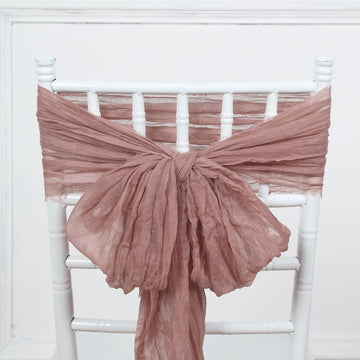 Event Décor with Dusty Rose Gauze Cheesecloth Boho Chair Sashes