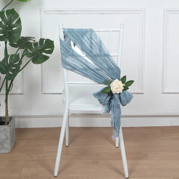 Create a Dreamy Atmosphere with Dusty Blue Gauze Chair Sashes