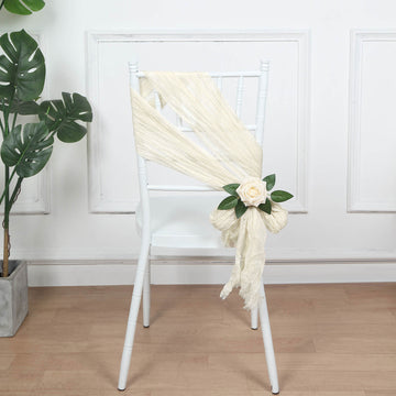 Elevate Your Wedding Décor with Cream Gauze Chair Sashes