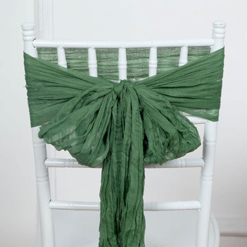 Create a Romantic Ambiance with Olive Green Cotton Chair Sashes