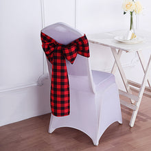 Black And Red Gingham Chair Sashes Polyester 5 Pieces