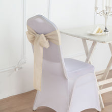 Beige Linen Slubby Textured Wrinkle Resistant Chair Sashes 5 Pack