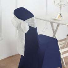 White Linen Slubby Textured Wrinkle Resistant Chair Sashes 5 Pack