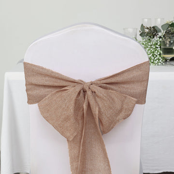 Create a Boho Chic Atmosphere with Our Faux Burlap Chair Sashes