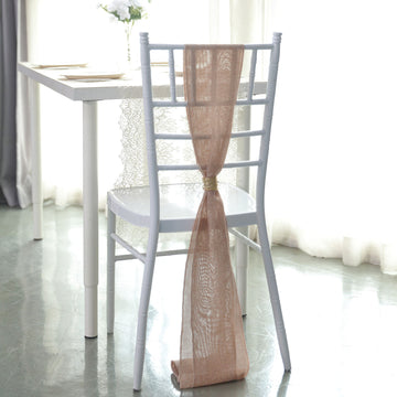 Add a Touch of Elegance to Your Event with Dusty Rose Jute Faux Burlap Chair Sashes