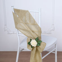 Boho Chic Natural 6 Inch x 108 Inch Faux Jute Linen Chair Sashes 5 Pack