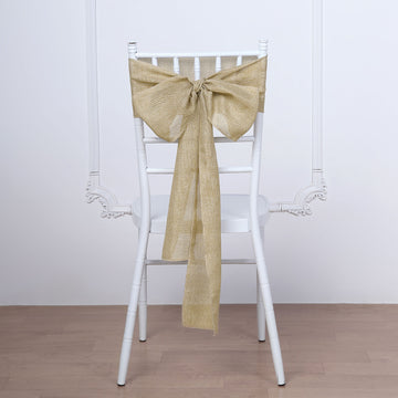 Natural Jute Faux Burlap Chair Sashes - Add Rustic Charm to Your Event Decor