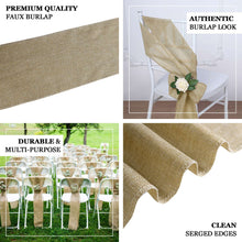 6 Inch x 108 Inch Natural Boho Chic Faux Jute Linen Chair Sashes 5 Pack
