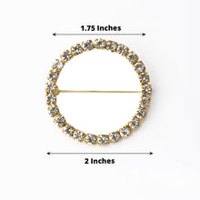 Gold Stainless Steel and Rhinestones Round Rhinestone Encrusted Sash Buckles & Clip Pins