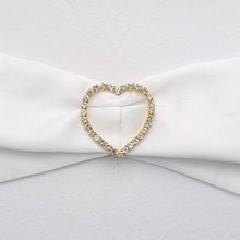 Heart Shaped Chair Sash Buckle With Rhinestones And Gold Metal Material