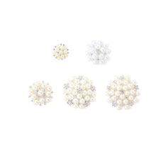 5 Pieces Ivory & White Floral Dual Color Pearl & Rhinestone Brooches Sash Pins