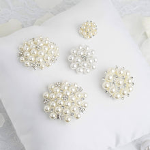 Ivory & White Dual Color Pearl & Rhinestone Floral Sash Pin Brooches 5 Pieces