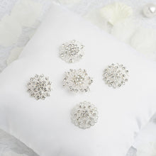 5 Pieces Mandala Crystal Rhinestone Floral Assorted Silver Plated Sash Pin Brooches 