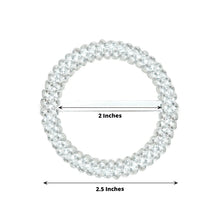 Acrylic Silver Rhinestone Ribbon Buckles Slider Circle with the measurements of 2 inches and 2.5 inches