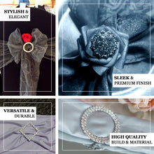5 Pieces Assorted Silver Plated Floral Mandala Crystal Rhinestone Brooches Sash Pins