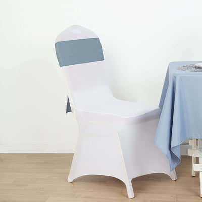 White chair cover with gray accent, styled on a dining chair.