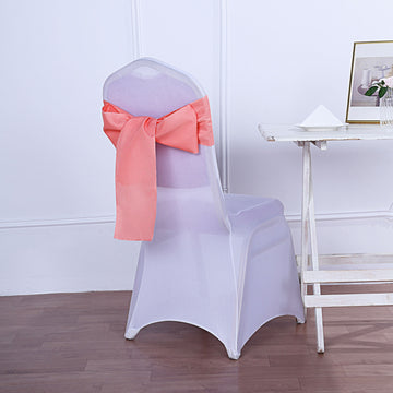 Create a Sophisticated Statement with Coral Polyester Chair Sashes