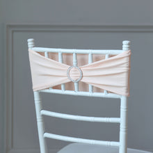 Pack Of 5 Blush Rose Gold Spandex Stretch Chair Sash With Silver Diamond Ring Slide Buckle 5 Inch x 14 Inch