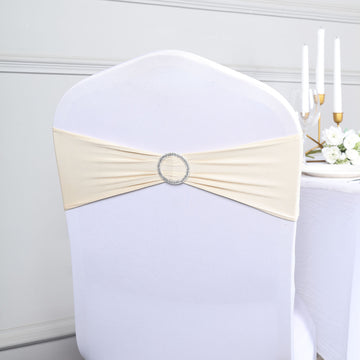 Enhance Your Event Decor with Beige Spandex Stretch Chair Sashes