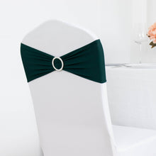 5 Pack | Hunter Emerald Green Spandex Stretch Chair Sashes with Silver Diamond Ring