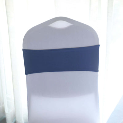 Blue chair cover on a white chair against a soft background