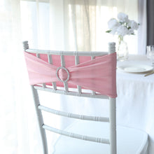 5 pack | 5"x14" Pink Spandex Stretch Chair Sash with Silver Diamond Ring Slide Buckle
