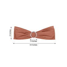 Terracotta Spandex Fitted Chair Sashes Napkin Ring with Measurements of 5 inches and 14 inches