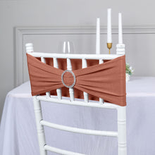 5 Pack Terracotta (Rust) Spandex Stretch Chair Sashes with Silver Diamond 