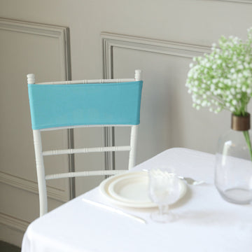 Transform Your Chairs with Turquoise Spandex Stretch Chair Sashes