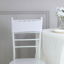 5 Inch x 14 Inch White Stretch Spandex Chair Sashes With Silver Diamond Buckle Rings