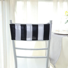 5 Pack Spandex Fit Chair Sashes in Striped Black and White Color 5 Inch x 14 Inch