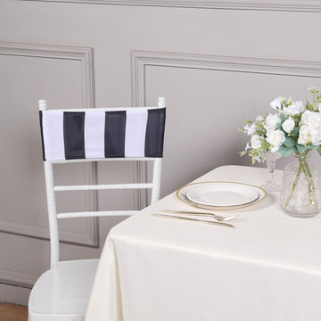 Create a Modern and Chic Atmosphere with Black/White Stripe Spandex Chair Sashes