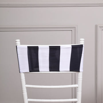 Enhance Your Event Decor with Black/White Stripe Spandex Chair Sashes