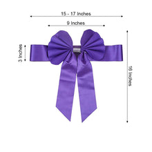 satin & taffeta chair sashes - purple bow with measurements of 15-17 inches and 3 inches