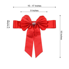 Stylish red satin & faux leather bow measuring 15-17 inches