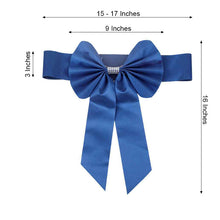 Satin & taffeta chair sashes - blue bow with measurements of 15-17 inches