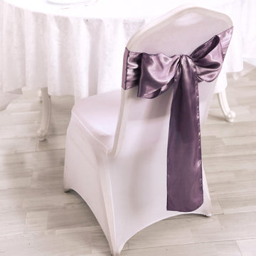 Elevate Your Event with Violet Amethyst Satin Chair Sashes