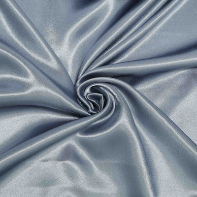 Smooth silver satin fabric with a glossy finish.