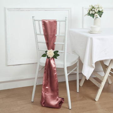 Create a Captivating Atmosphere with Cinnamon Rose Satin Chair Sashes