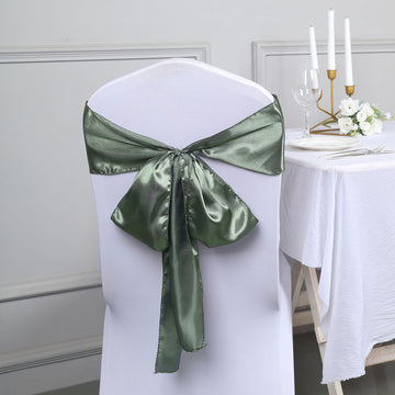 Elevate Your Event Decor with Dusty Sage Green Satin Chair Sashes